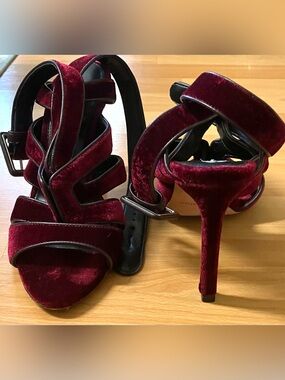 Antonio Melani Deep Burgundy Velvet Strappy High Heels: Size 7